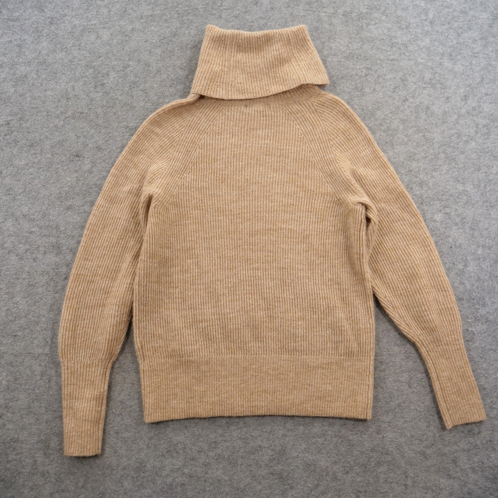Quince Sweater Womens Small Beige Alpaca Wool Blend Turtleneck Ribbed Pullover